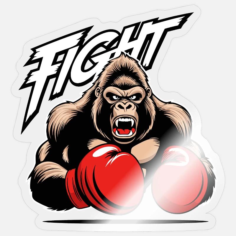 Gorille de boxe Sticker taille S (10 x 10 cm)
