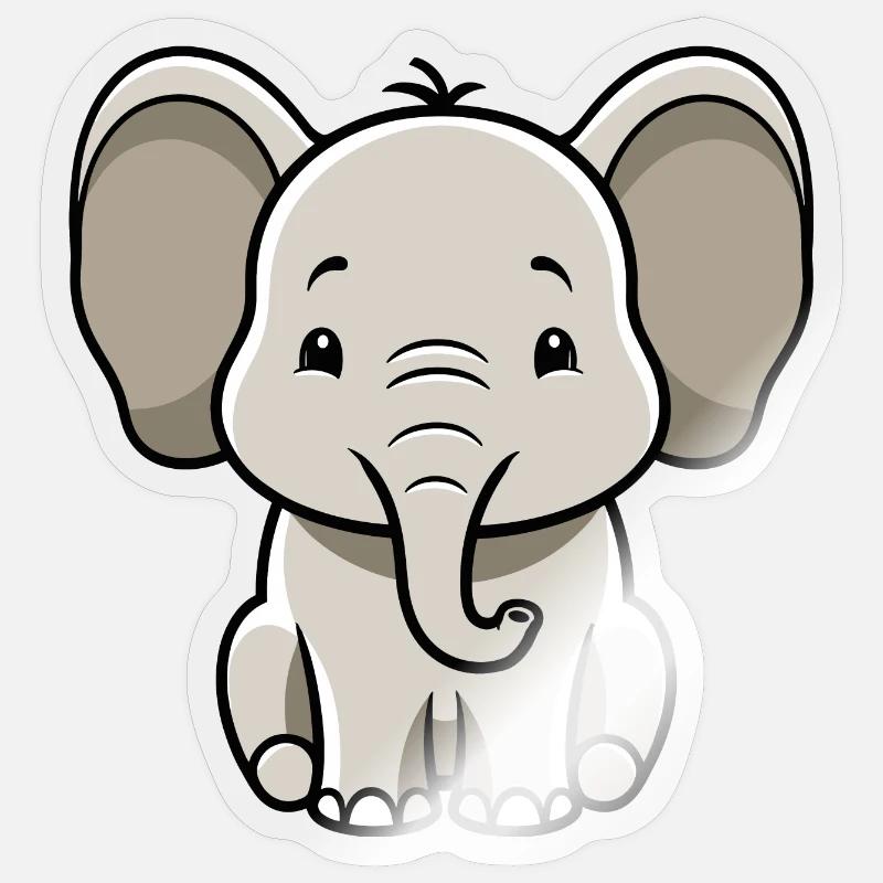 Éléphant mignon - Sticker taille S (10 x 10 cm) - brillant transparent