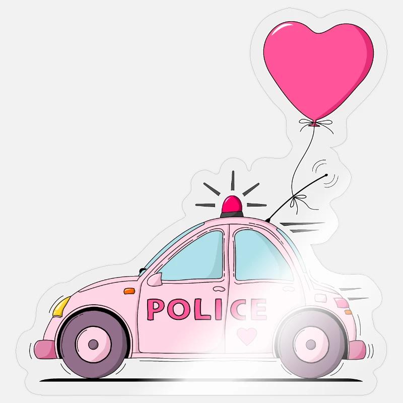 Police Heart Pink - Sticker size S (10 x 10 cm) - transparent glossy