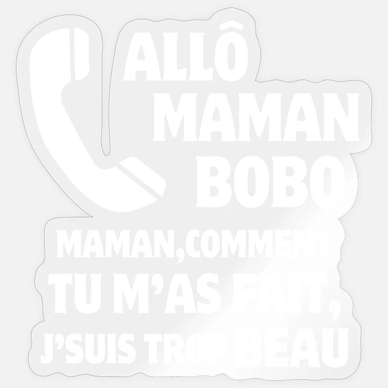 maman, super maman, beau gosse - Sticker taille S (10 x 10 cm) - brillant transparent