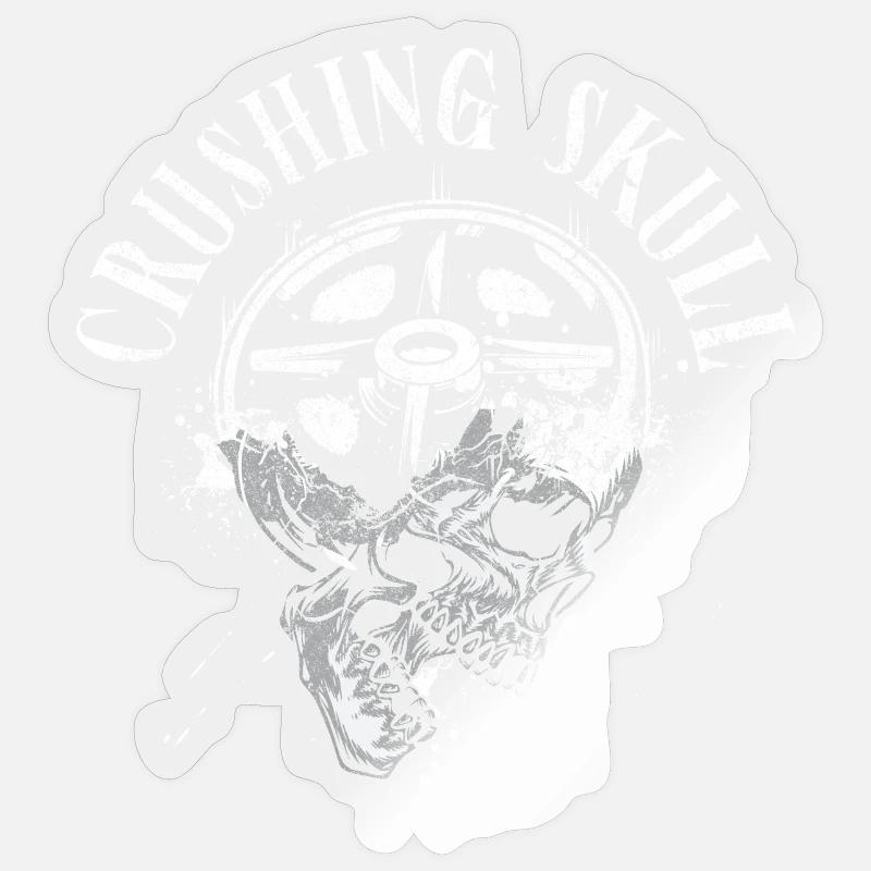 Zermalmendes Schädel-Powerlifting - Sticker Größe S (10 x 10 cm) - Transparent glänzend