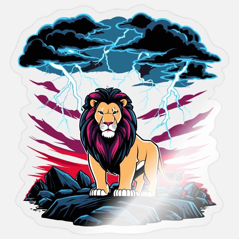Ein Löwe bei Gewitter Sticker Größe S (10 x 10 cm)