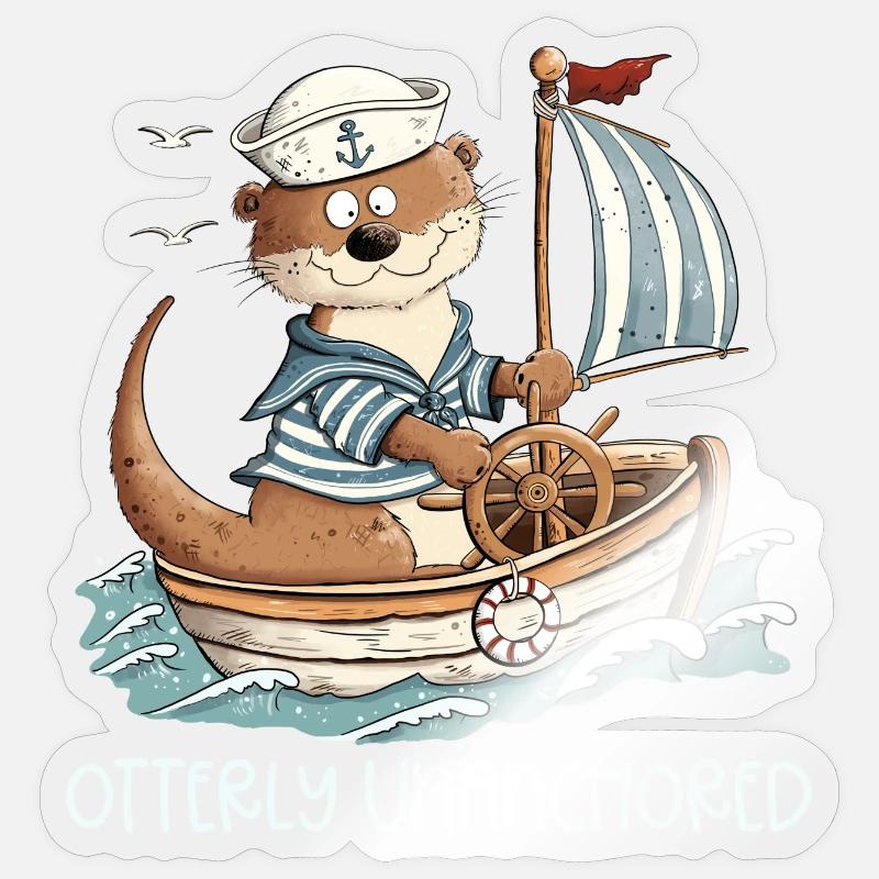 Otter Boot Segeln Segelboot - Sticker Größe S (10 x 10 cm) - Transparent glänzend
