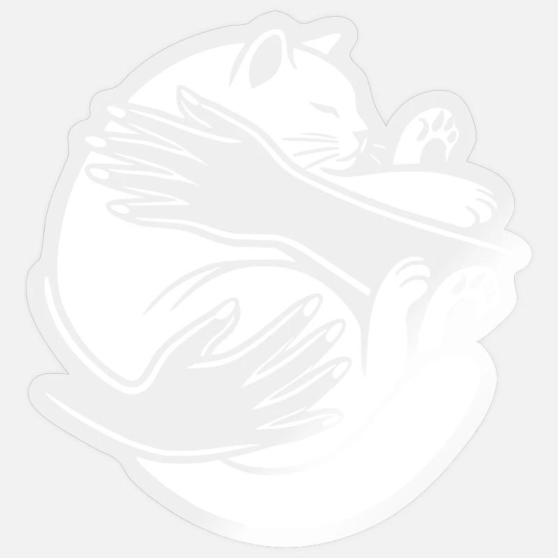 Sanfte Umarmung der Katze - Sticker Größe S (10 x 10 cm) - Transparent glänzend