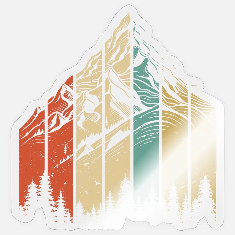 Mountain Landscape Abstract Design - Sticker size S (10 x 10 cm) - transparent glossy
