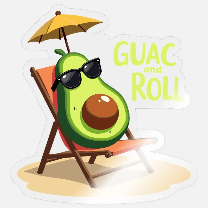 Guac and Roll - Entspannte Avocado Sticker Größe S (10 x 10 cm)