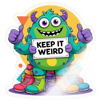 Keep It Weird - Buntes Monster - Sticker Größe S (10 x 10 cm) - Transparent glänzend - Vorne