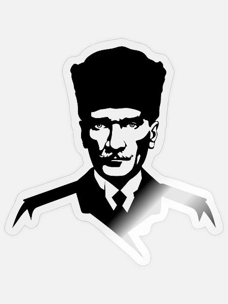 Mustafa Kemal Atatürk Silhouette - Sticker Größe S (10 x 10 cm) - Transparent glänzend