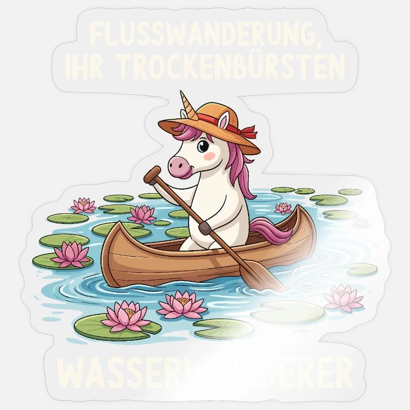 Excursion en canoë Licorne Sticker taille S (10 x 10 cm)