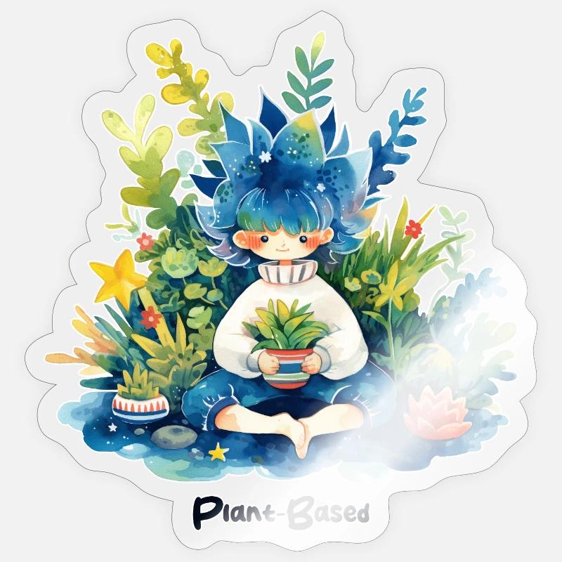 À base de plantes - Sticker taille S (10 x 10 cm) - brillant transparent