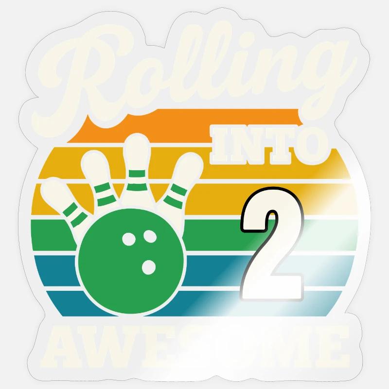 Rolling Into 2 mit Bowlingkugel Sticker Größe S (10 x 10 cm)
