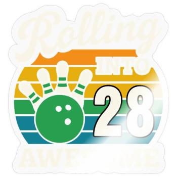 Bowling 28th Birthday Celebration Graphic - Sticker size S (10 x 10 cm) - transparent glossy - Front