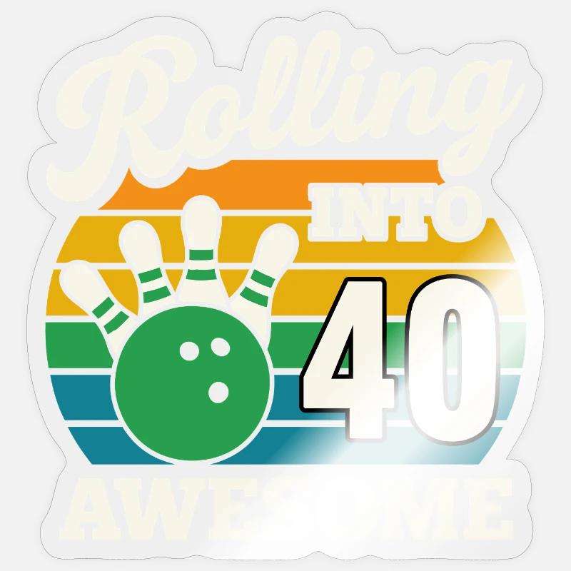 Retro Bowling 40th Birthday Design - Sticker size S (10 x 10 cm) - transparent glossy