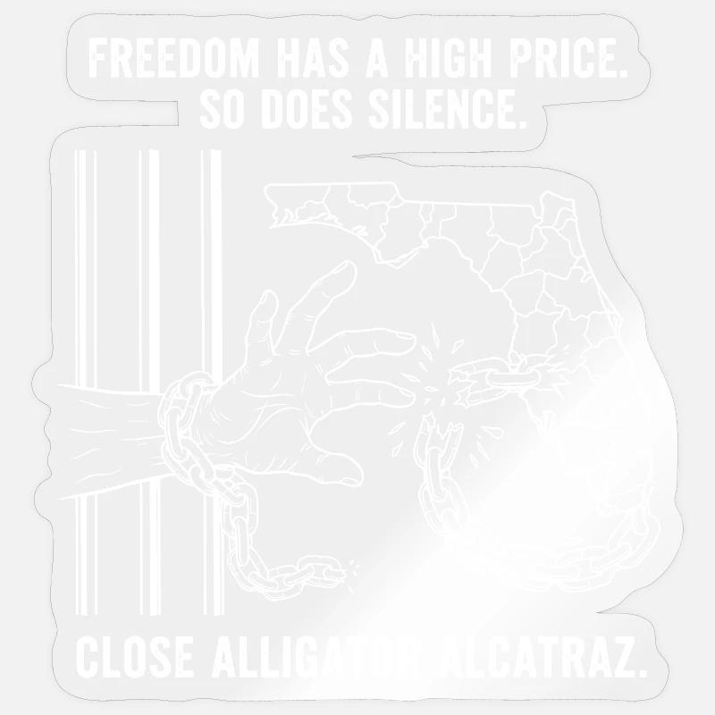 Alligator Alcatraz - Sticker taille S (10 x 10 cm) - brillant transparent
