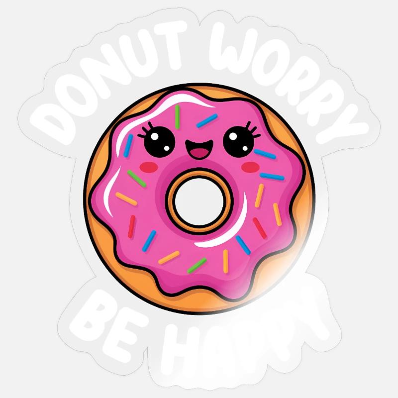 Lächelnder Donut - Sticker Größe S (10 x 10 cm) - Transparent glänzend