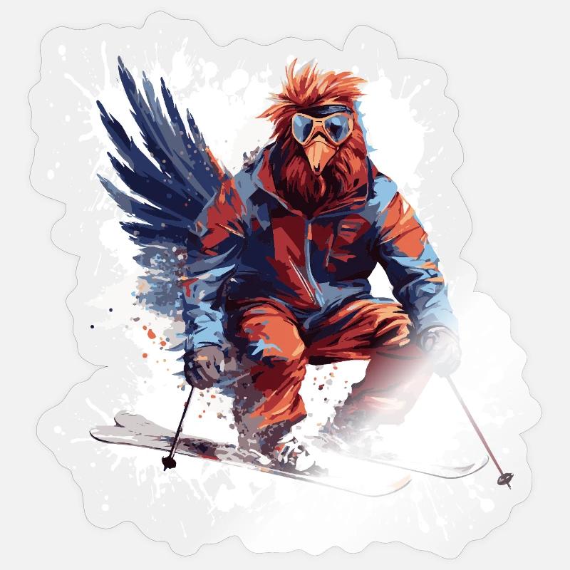 Hahn Ski Skiing - Sticker size S (10 x 10 cm) - transparent glossy