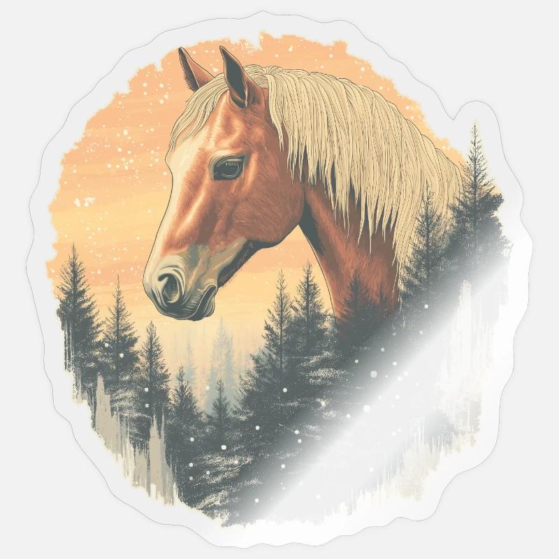 Pferd Winter - Sticker Größe S (10 x 10 cm) - Transparent glänzend