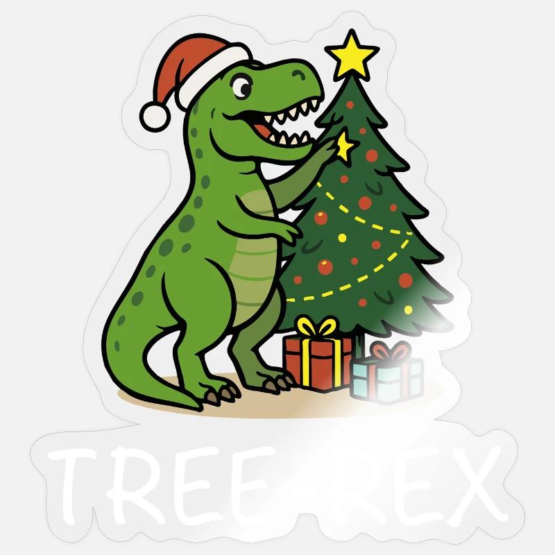 Tree-Rex – Dino Christmas Motif T-Rex - Sticker size S (10 x 10 cm) - transparent glossy