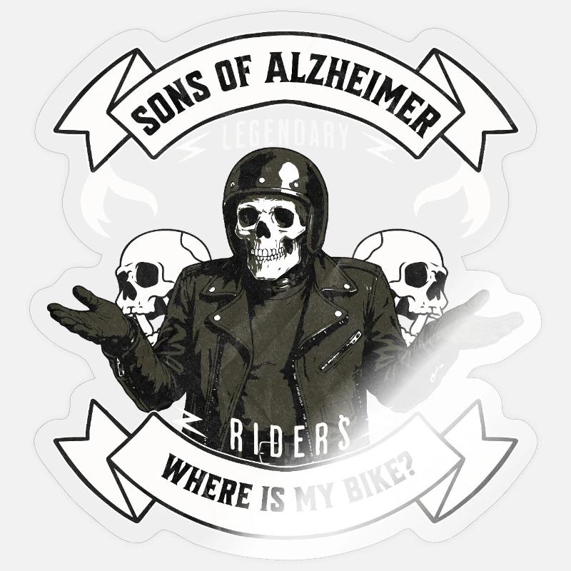 Fils d’Alzheimer. Où est mon vélo ? Shrug Skeleton - Sticker taille S (10 x 10 cm) - brillant transparent