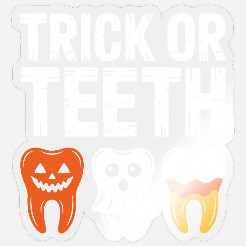 Trick oder Teeth Halloween-T-Shirt - Sticker Größe S (10 x 10 cm) - Transparent glänzend