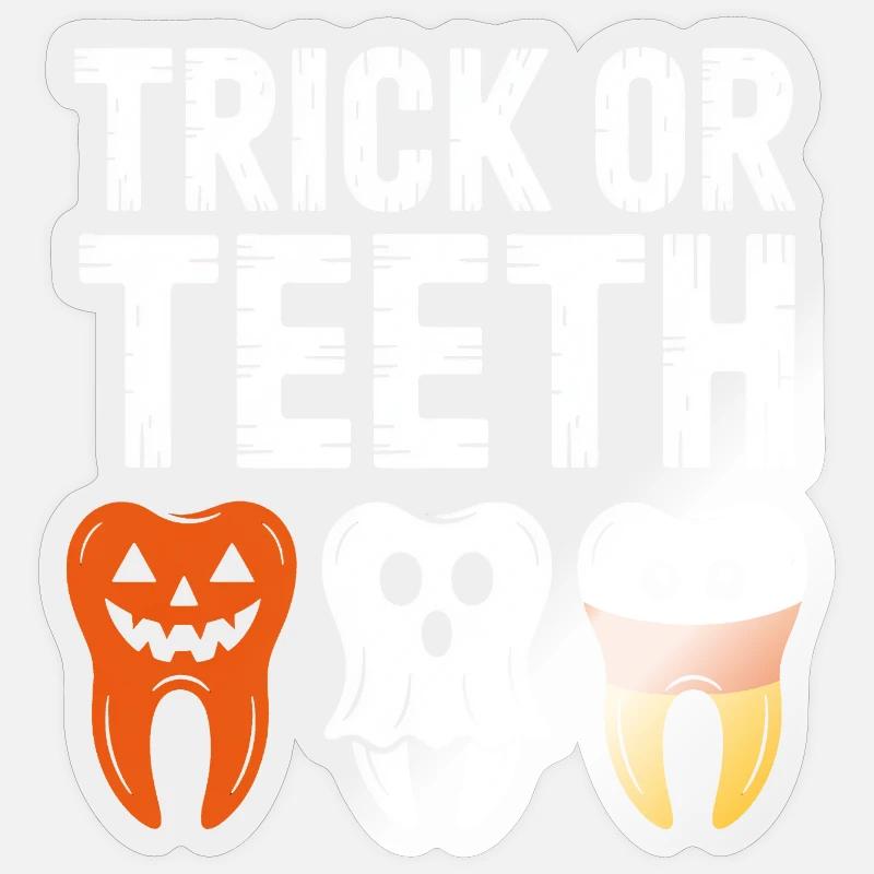 Trick oder Teeth Halloween-T-Shirt - Sticker Größe S (10 x 10 cm) - Transparent glänzend