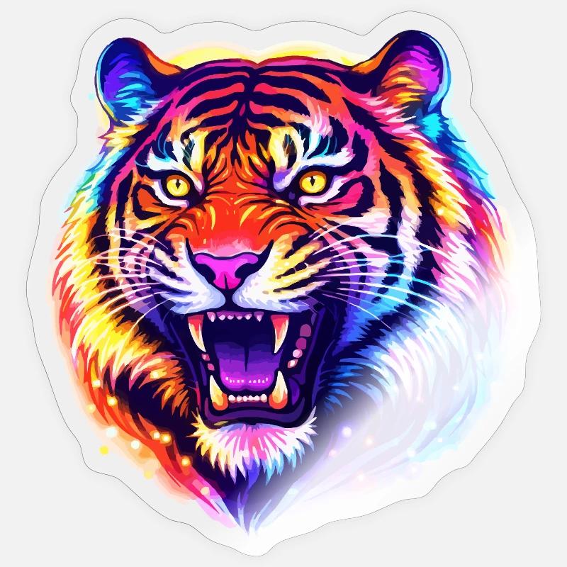 Tiger Head - Sticker size S (10 x 10 cm) - transparent glossy