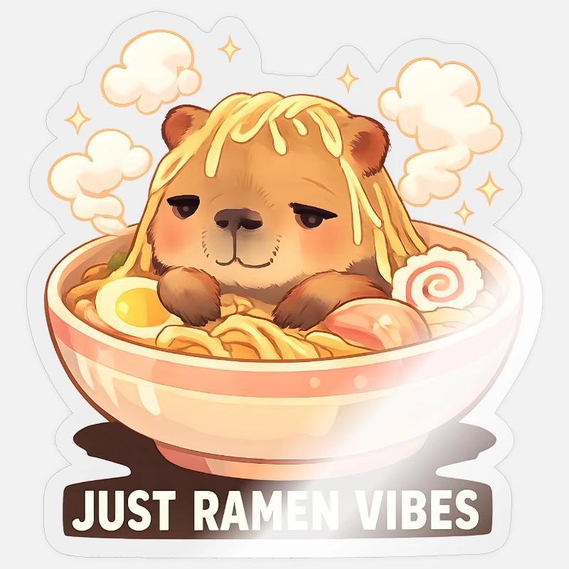 Ramen Capybara  - Sticker Größe S (10 x 10 cm) - Transparent glänzend