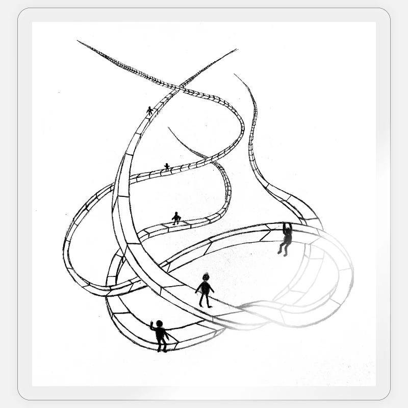 Multi-layered looping paths Sticker size S (10 x 10 cm)