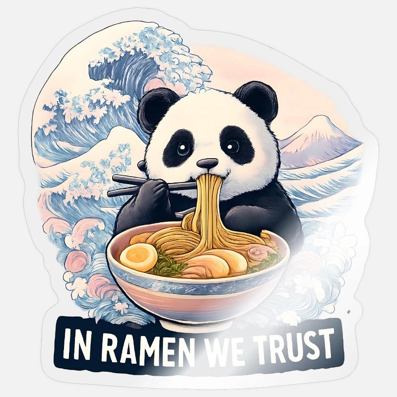 Panda Ramen Noodle Bowl - Sticker size S (10 x 10 cm) - transparent glossy