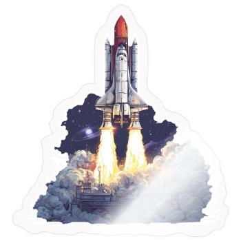 Astronomische Raumraketenstart-Erkundung - Sticker Größe S (10 x 10 cm) - Transparent glänzend - Vorne