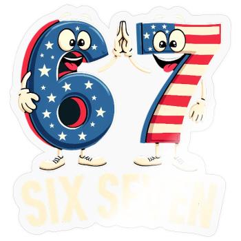 US Flag 67 Memes Six Seven - Sticker size S (10 x 10 cm) - transparent glossy - Front