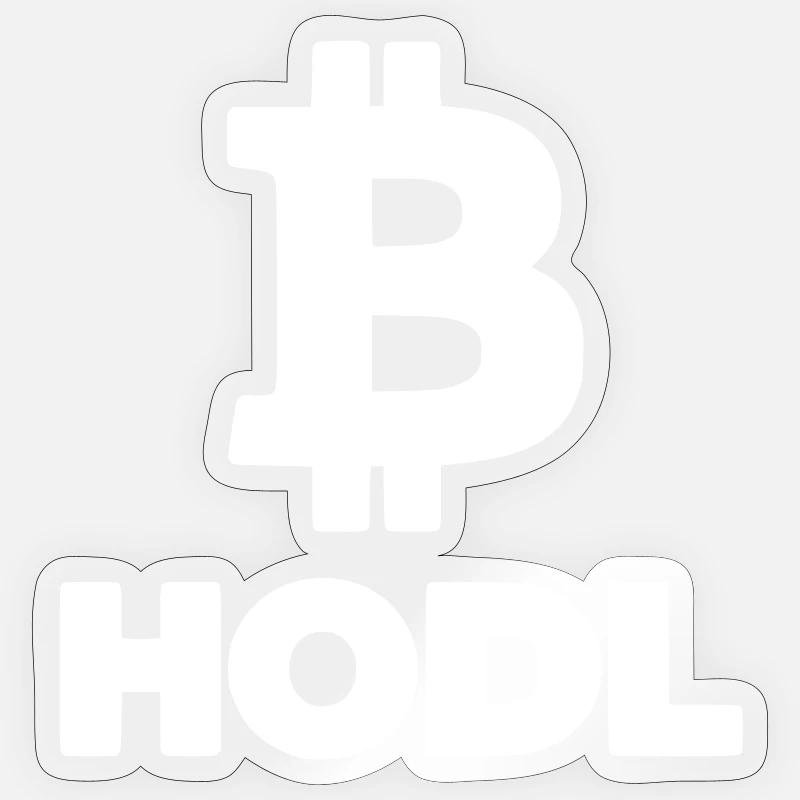 Bitcoin HODL Logo, Lettrage Crypto - Sticker taille S (10 x 10 cm) - brillant transparent