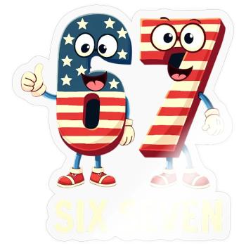 US Flag 67 Memes Six Seven - Sticker size S (10 x 10 cm) - transparent glossy - Front