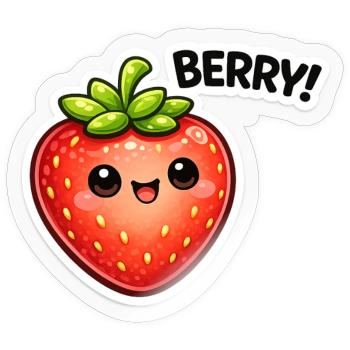 Autocollants Berry Style Kawaii - Sticker taille S (10 x 10 cm) - brillant transparent - Devant