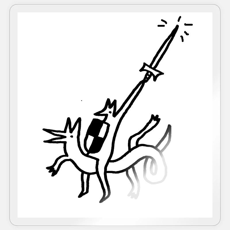 Held_mit_Schwert - Sticker Größe S (10 x 10 cm) - Transparent glänzend