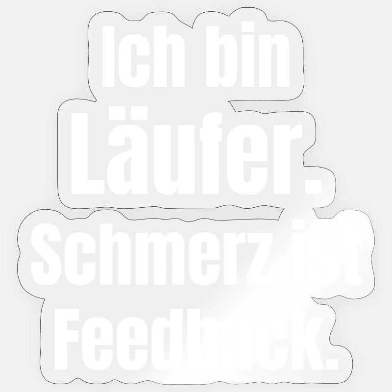 Ich bin Läufer – Schmerz ist Feedback - Sticker Größe S (10 x 10 cm) - Transparent glänzend