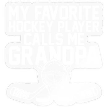 Mon père de hockey, mon joueur préféré, m’appelle Coach - Sticker taille S (10 x 10 cm) - brillant transparent - Devant