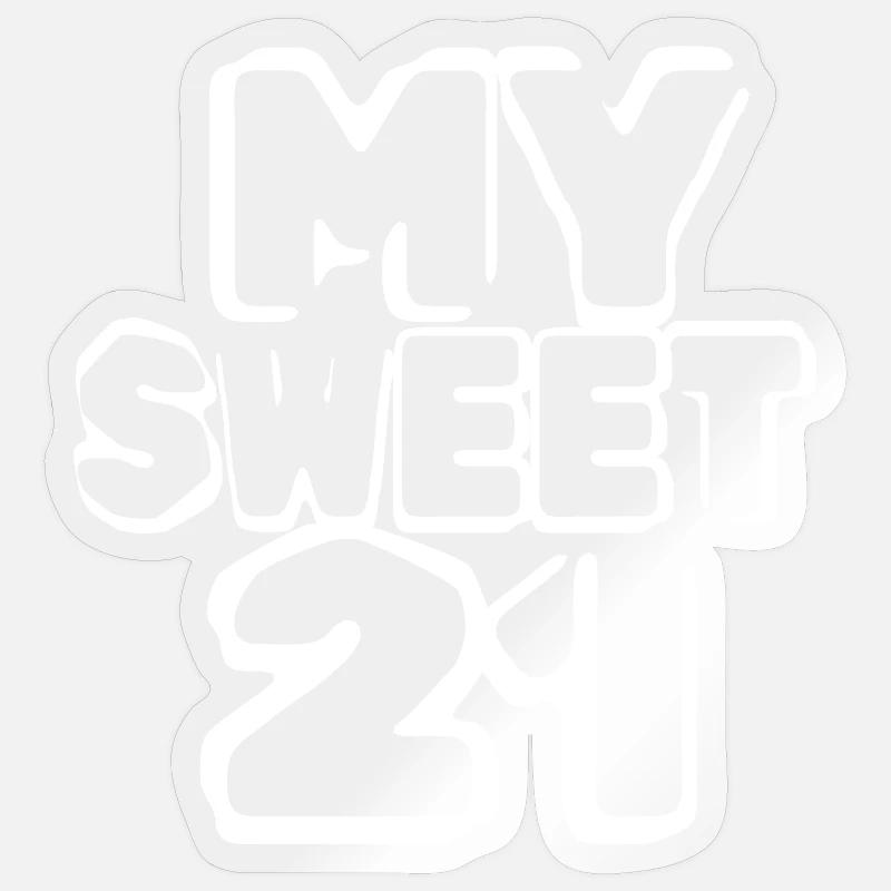 21 anniversaire - Sticker taille S (10 x 10 cm) - brillant transparent