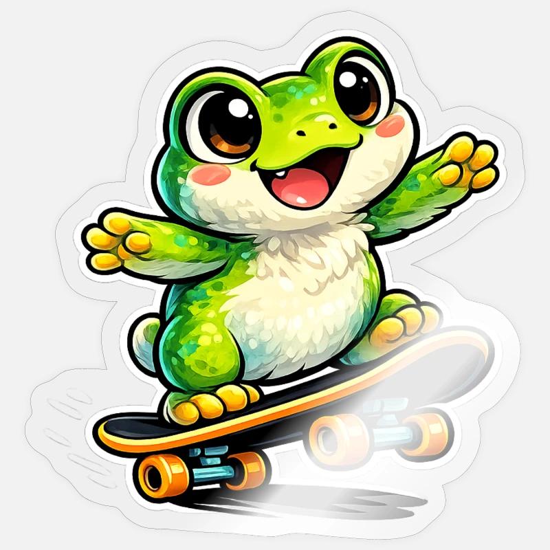 Happy Frog Skateboard - Sticker size S (10 x 10 cm) - transparent glossy