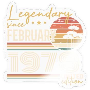Février 1978 anniversaire 1978 légendes Février - Sticker taille S (10 x 10 cm) - brillant transparent - Devant