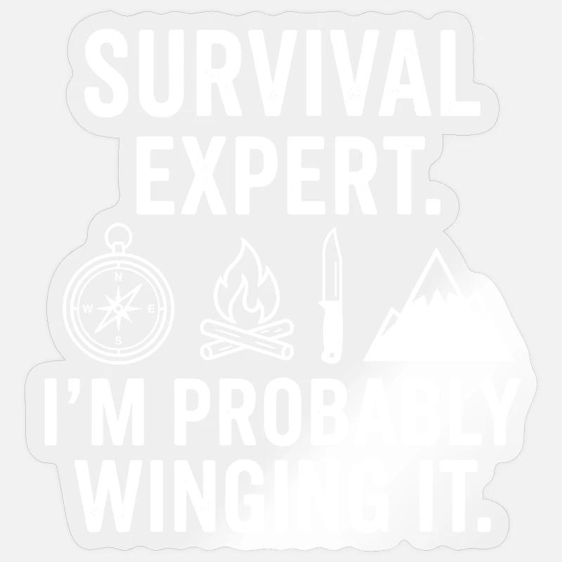 Survival Expert – Probably Improvised - Sticker size S (10 x 10 cm) - transparent glossy