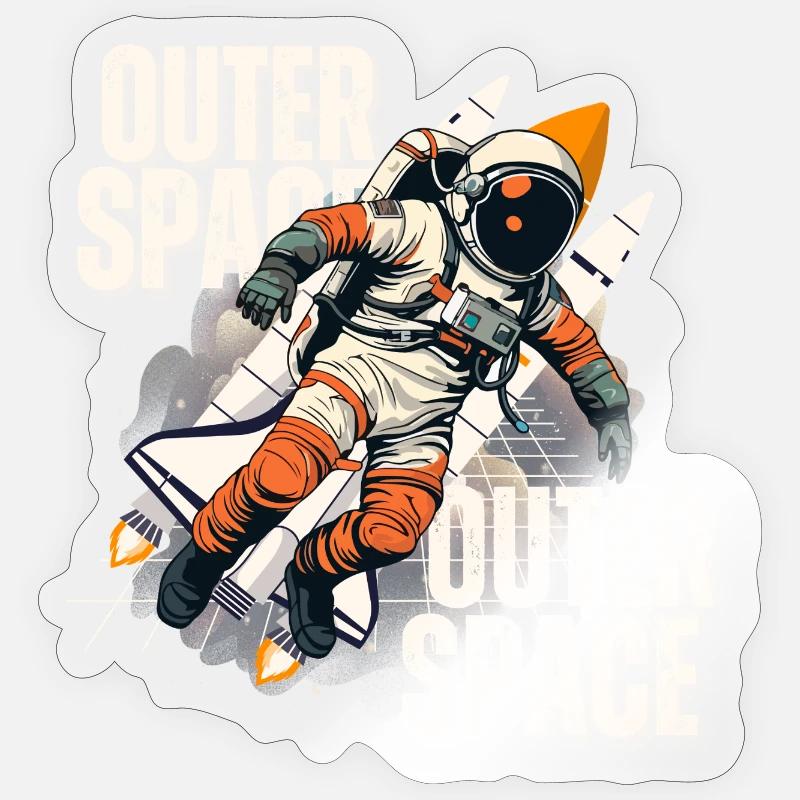 Astronaut in rocket jump - Sticker size S (10 x 10 cm) - transparent glossy