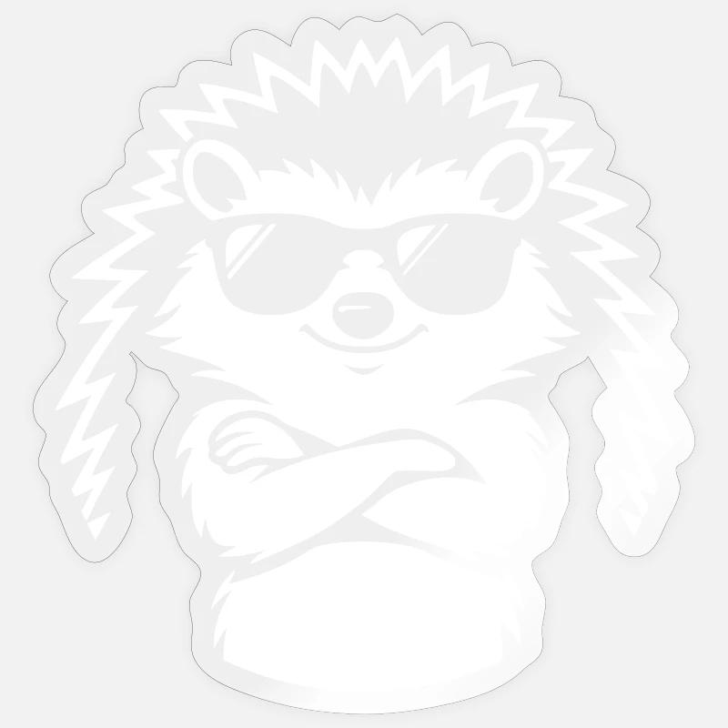 Cool hedgehog with sunglasses - Sticker size S (10 x 10 cm) - transparent glossy