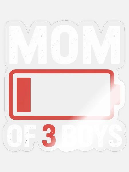 Mutter von 3 Jungen Batteriestrom - Sticker Größe S (10 x 10 cm) - Transparent glänzend