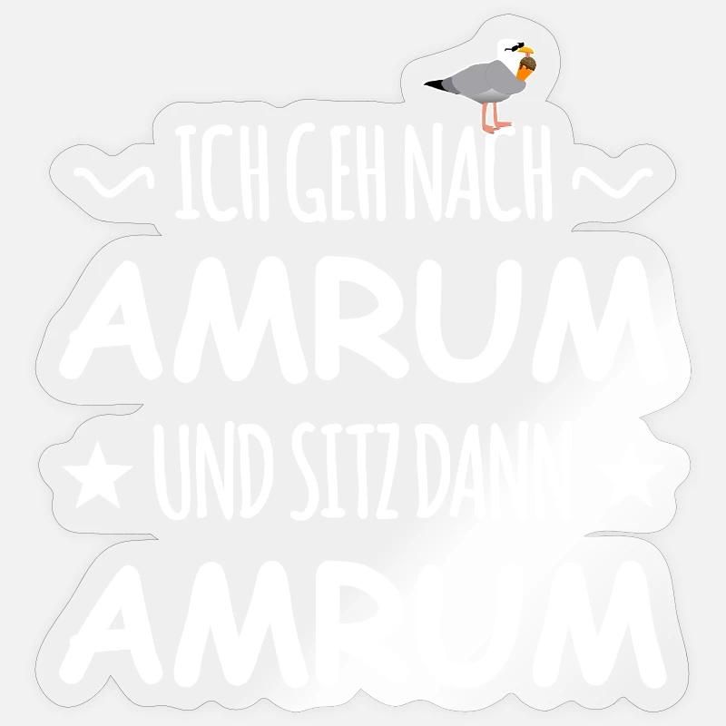 Amrum mit Schnaps Möwe Sticker Größe S (10 x 10 cm)