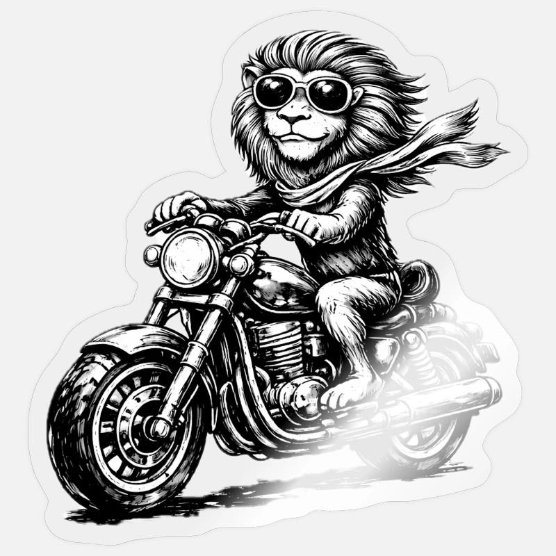Monkey on Motorcycle Scarf - Sticker size S (10 x 10 cm) - transparent glossy