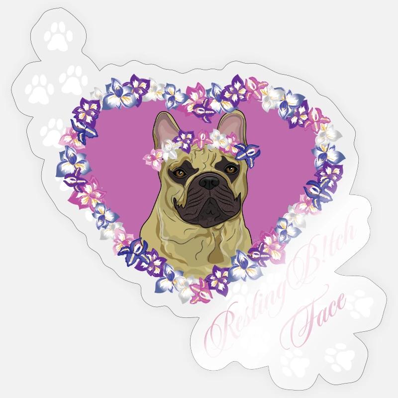 Resting B!tch Face Frenchie - Sticker size S (10 x 10 cm) - transparent glossy