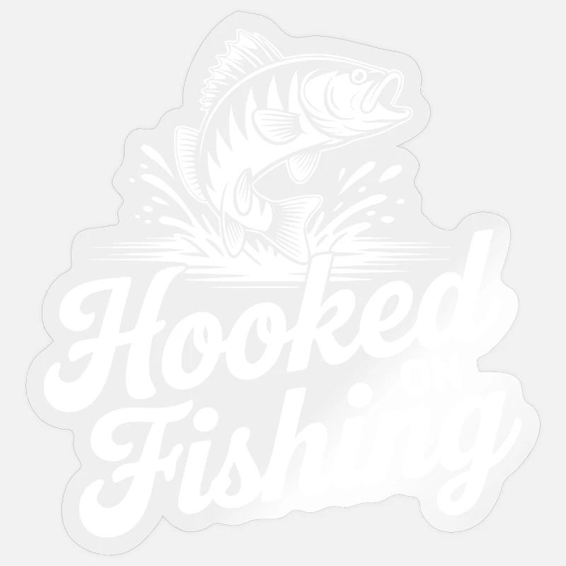 Fisch Hooked on Fishing - Sticker Größe S (10 x 10 cm) - Transparent glänzend