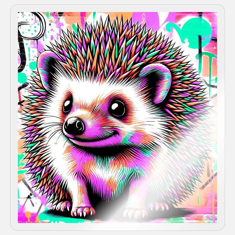 hérisson - Sticker taille S (10 x 10 cm) - brillant transparent