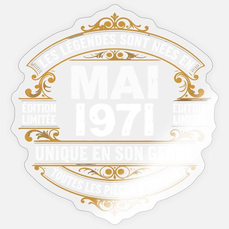May 1971  - Sticker taille S (10 x 10 cm) - brillant transparent